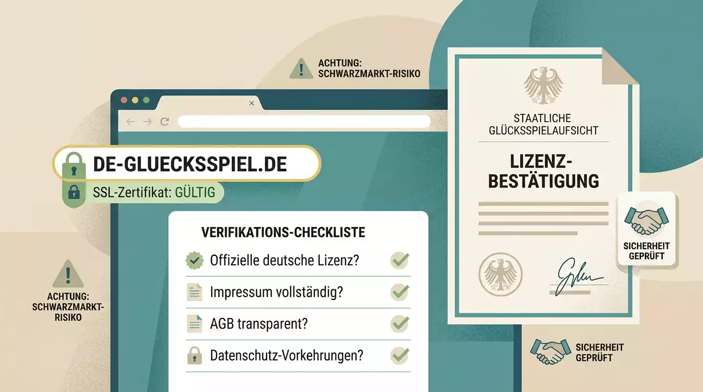 Schematischer Prüfweg mit Domain, Whitelist und Warnsignalen